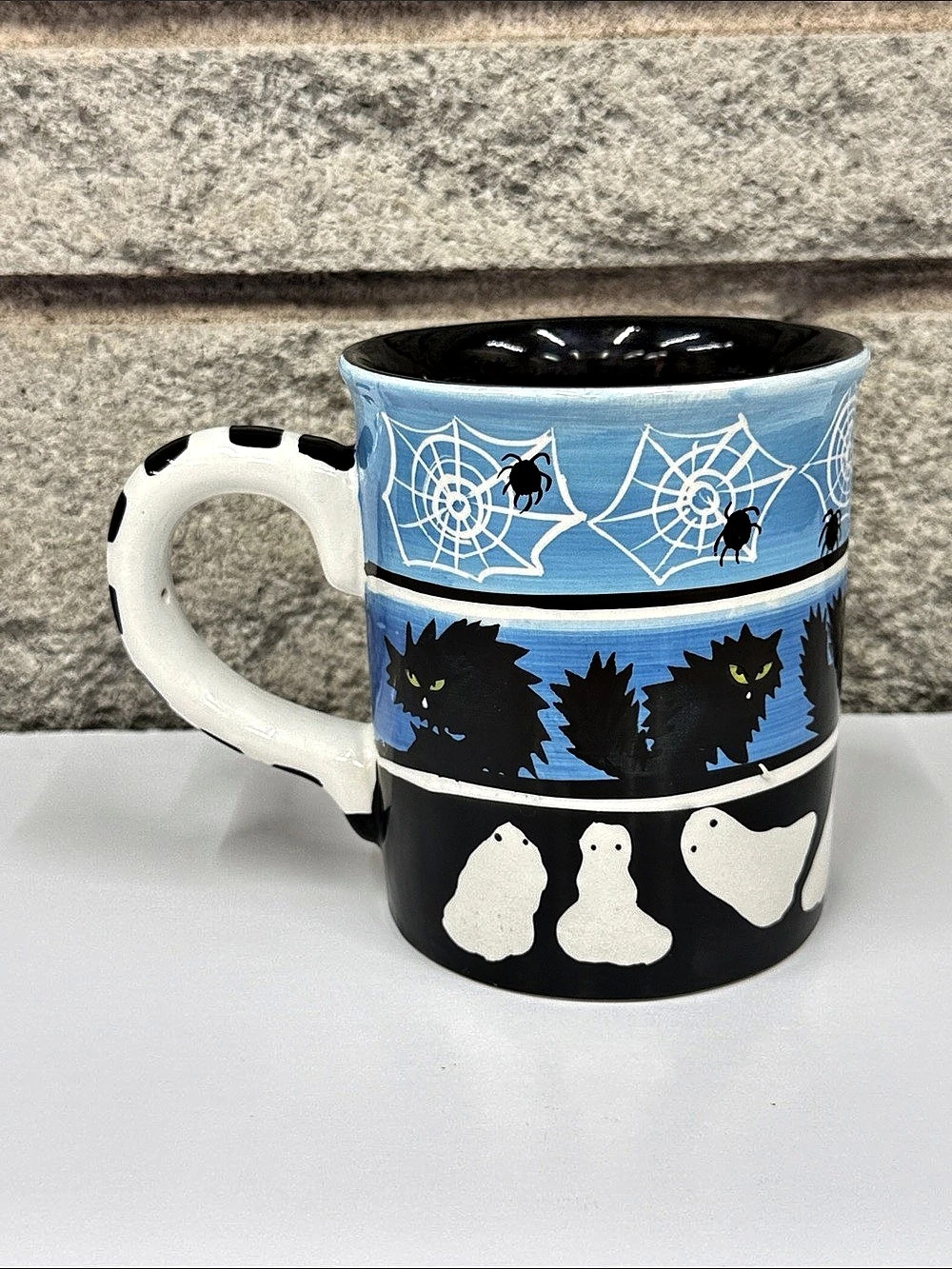 Wendover Lane Sally Noll Halloween Black Cat Ghost Spider Ceramic Mug